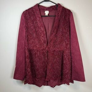 Y2K Burgundy Lace Jacket by Chico's
